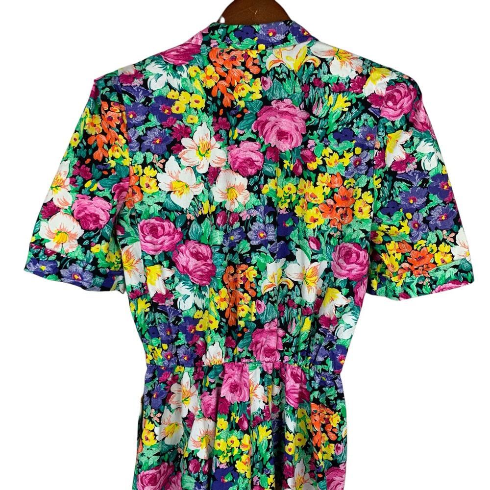 Vintage Jeffrey & Dara by Linda Hutley Dress Floral Fit & Flare Midi Women's 7 9 - Picture 7 of 9